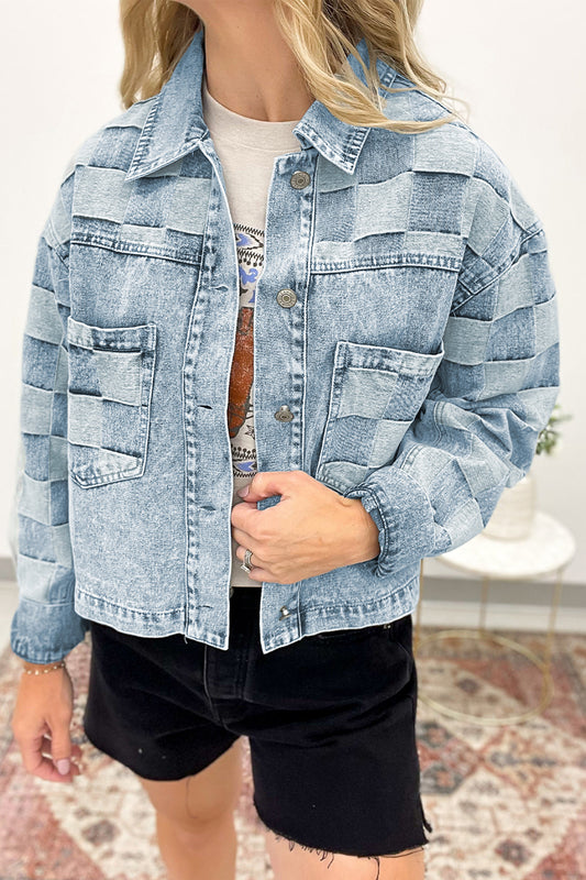 Blue Denim Checkered Jacket FB