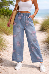 Blue Floral Elastic Jeans RTS