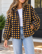 Blue Plaid Fleece Jacket