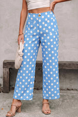 Blue Polka Dot Patched Pants