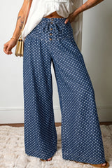 Blue Polka Dot Wide Jeans