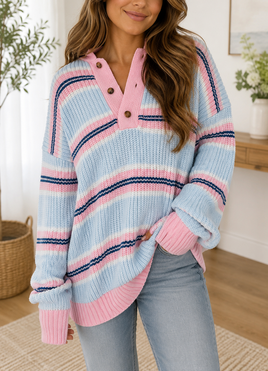 Blue Stripe Knitted Sweater