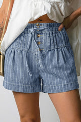 Blue Stripe Pleated Shorties