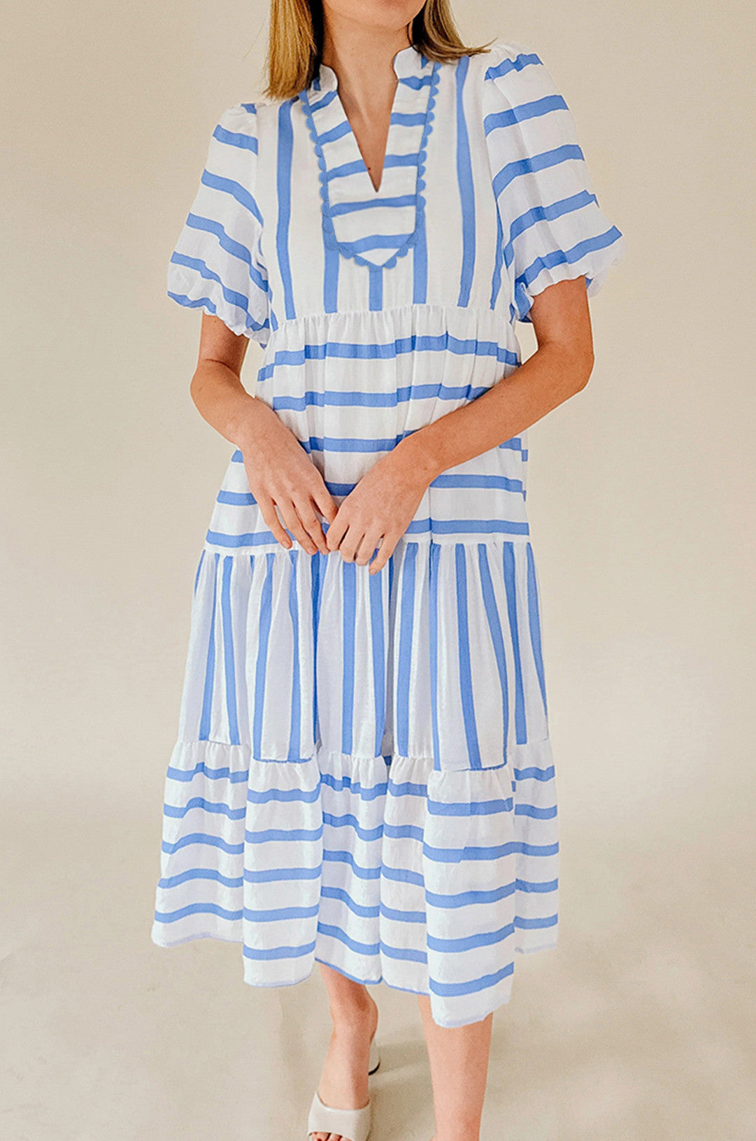 Blue Stripe Ric Rac Dress RTS