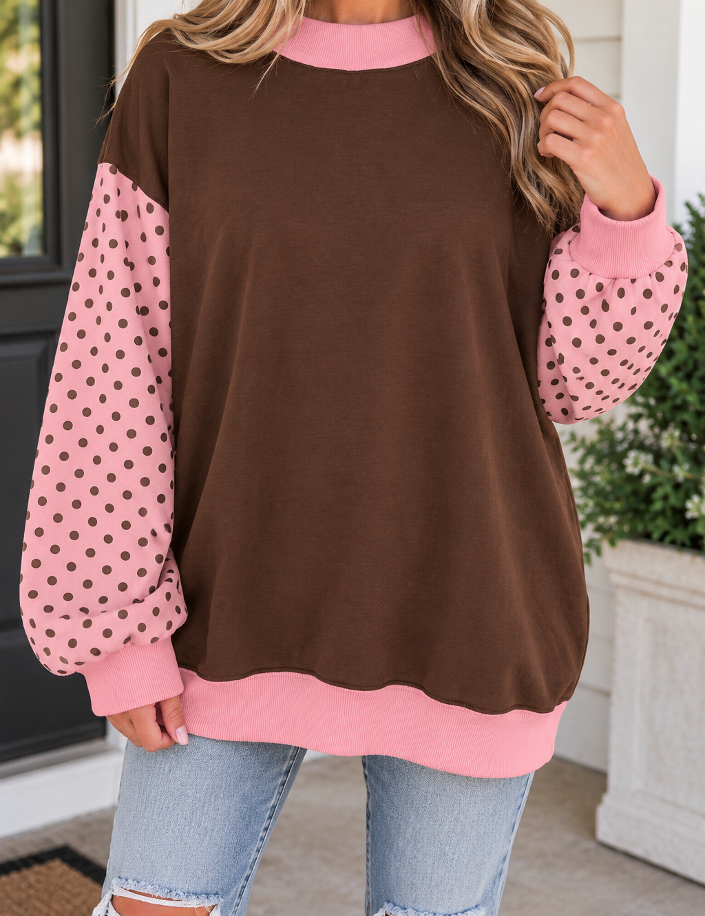 Brown_Colorblock_Polka_Dot_Sweatshirt.png