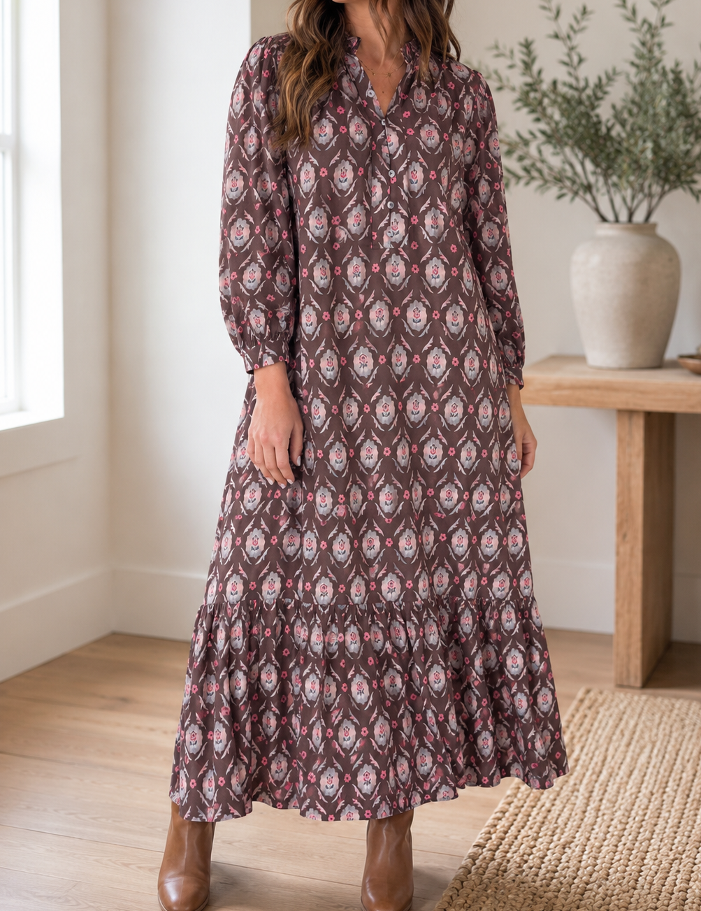 Brown_Floral_Ruffle_Dress.png