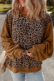 Brown Leopard Floral Pullover