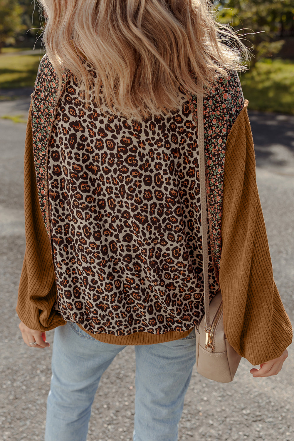 Brown Leopard Floral Pullover