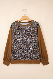 Brown Leopard Floral Pullover