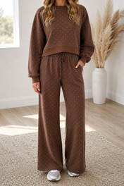 Brown Polka Dot Drawstring Set Full Run RTS