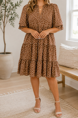 Brown Polka Dot Plus Dress