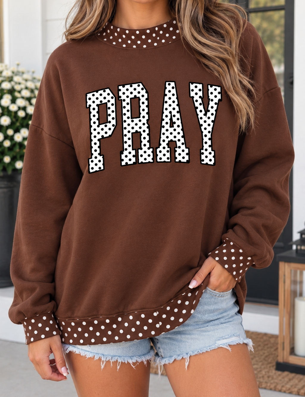 Brown_Polka_Dot_Pray_Sweatshirt.png