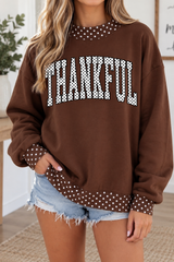 Brown Polka Dot Thankful Sweatshirt