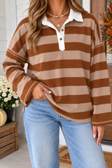 Brown Stripe Collar Top
