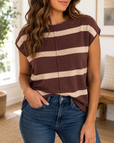 Brown Stripe Knit Sweater