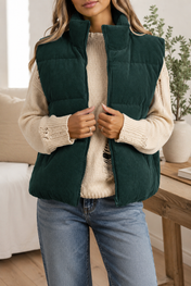 Corduroy Zip Up Puffer Vest