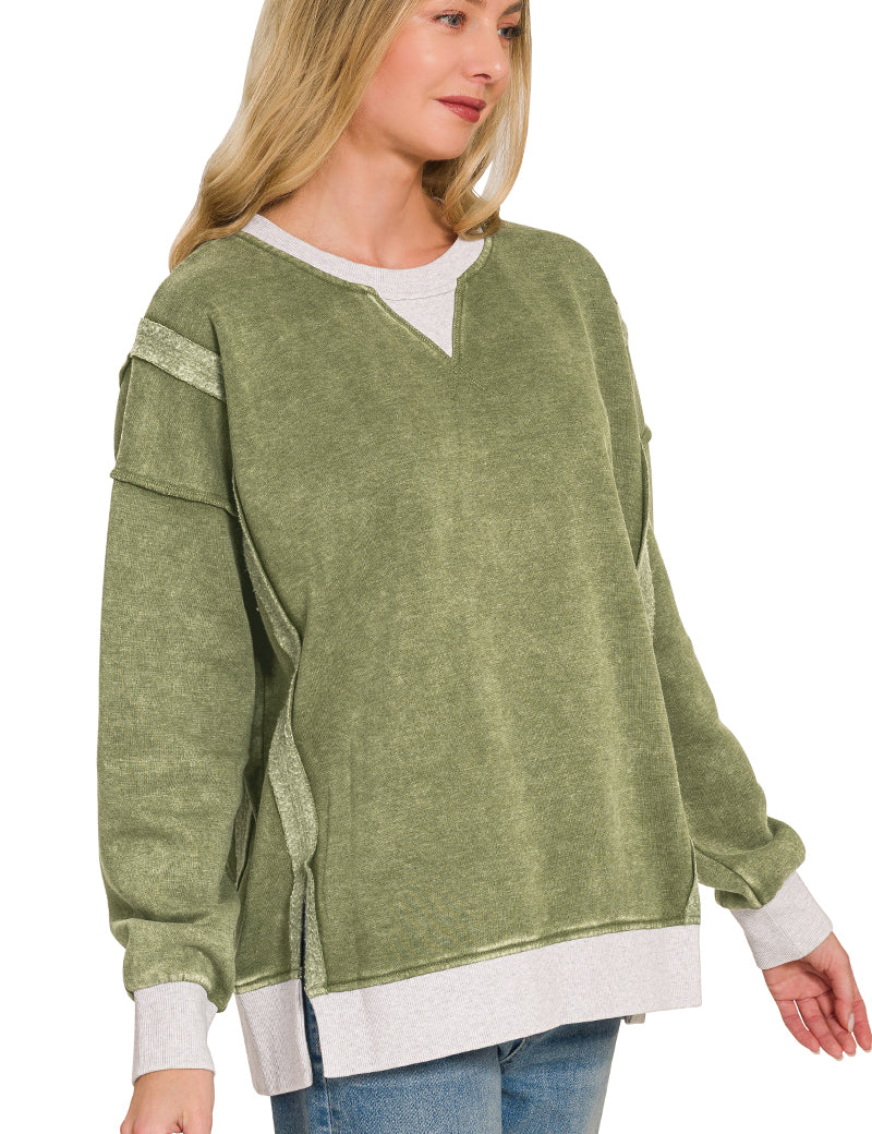 Fleece Acid Wash Zenana Pullover RTS