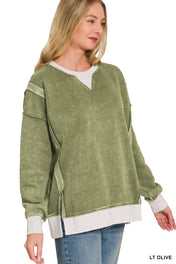 Fleece Acid Wash Zenana Pullover
