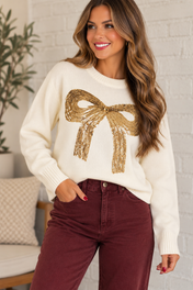 Sequin Gold Bow Sweater RTS
