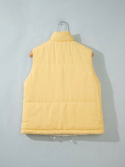 Reversible Quilted Vest Parchment Contrast Color with Zip Pockets