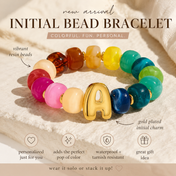 Resin Beaded Initial Bracelet