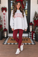Grey MERRY Embroidered Sweatshirt