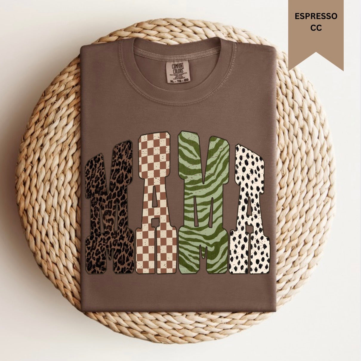 Leopard Checkered Dot Mama Tee.