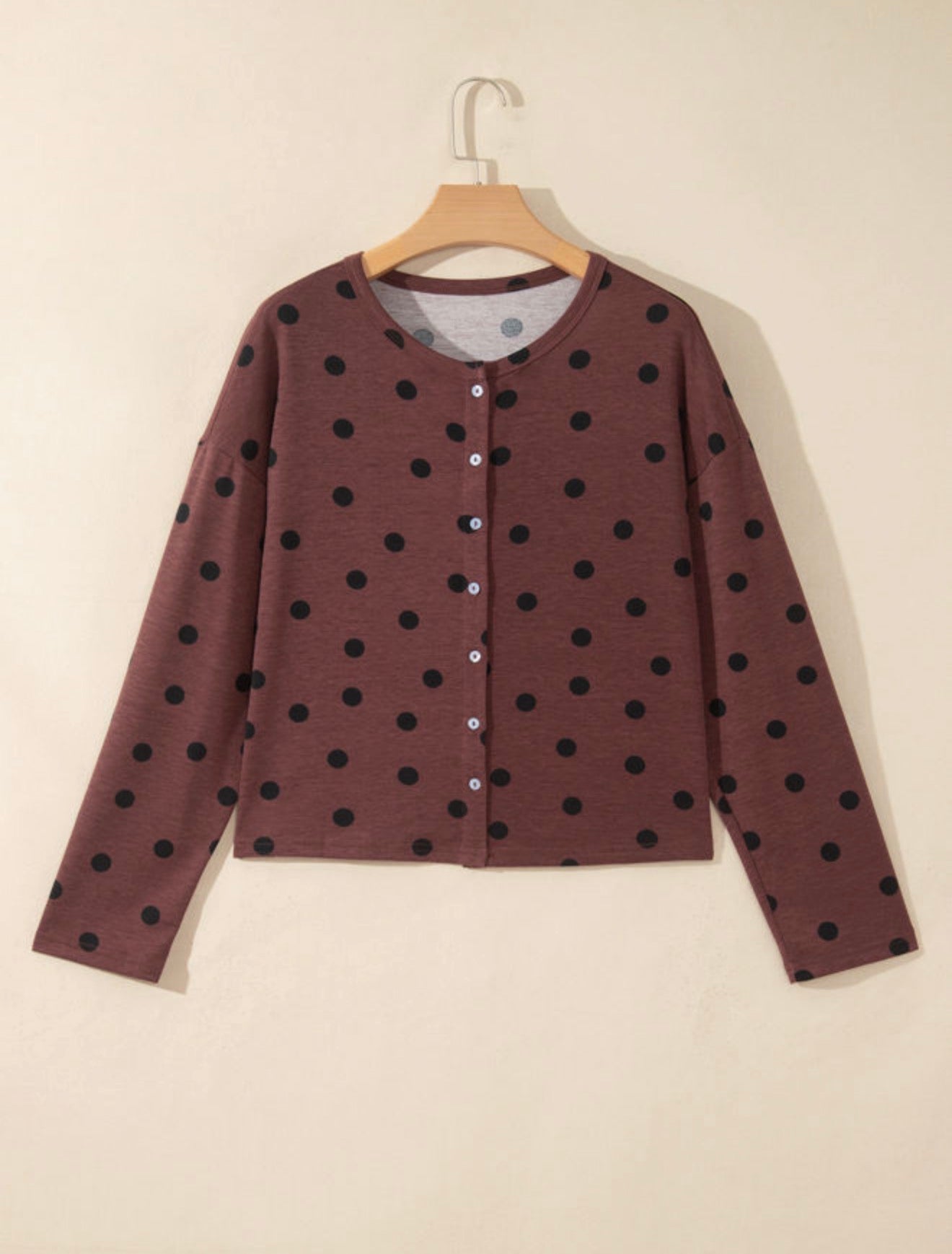 Brown Polka Dot Casual Top Full Run RTS