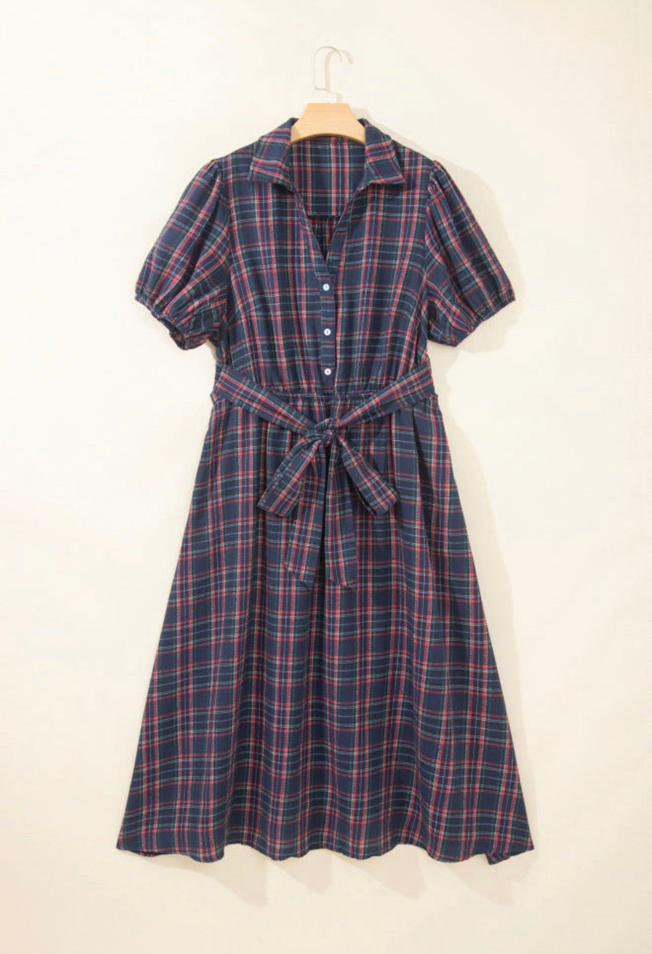 Plaid Belted Plus Dress
