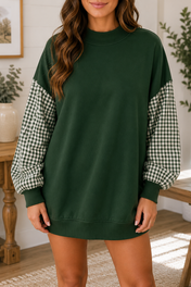 Plaid Sleeve Sweatshirt