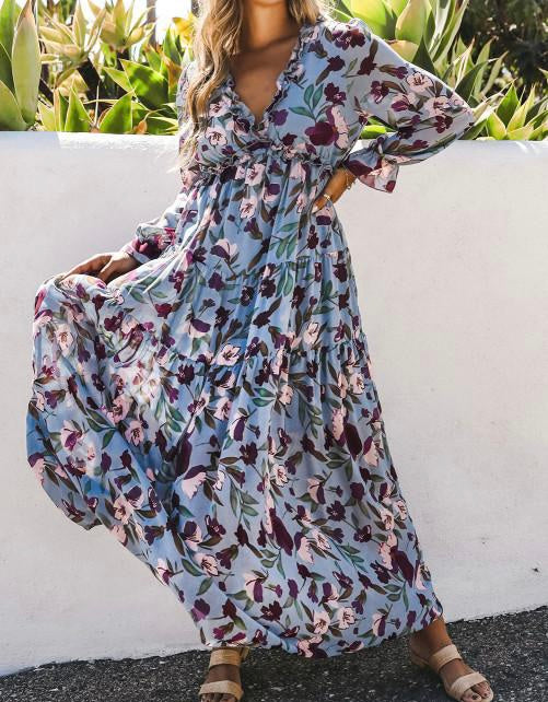 Navy Floral Dress RTS