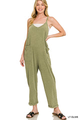 Washed-Spaghetti Strap Overalls Zenana RTS