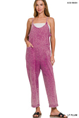 Washed-Spaghetti Strap Overalls Zenana RTS