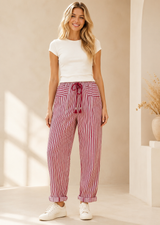 Striped Drawstring Casual Pants