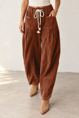 Chestnut Corduroy Drawstring Pants