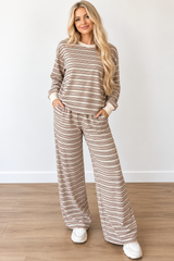 Khaki Stripe Pants Set