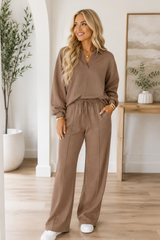 Polo Collar Sweatpants Set