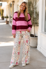 Pink Floral Patchwork Jeans