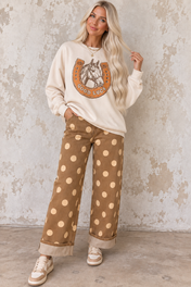 Brown Polka Dot Casual Jeans
