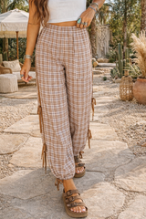 Chestnut Plaid Bow Detail Pants