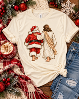 Tultex Jesus And Santa Tee.