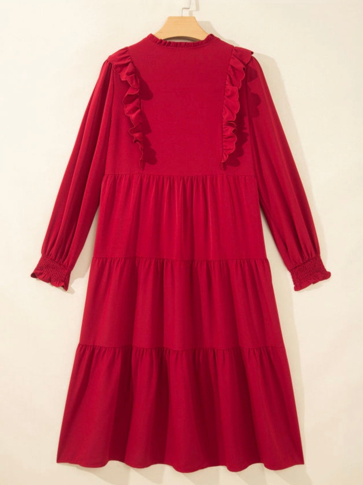 Red Ruffle Midi Dress