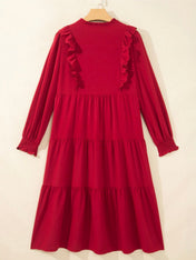 Red Ruffle Midi Dress
