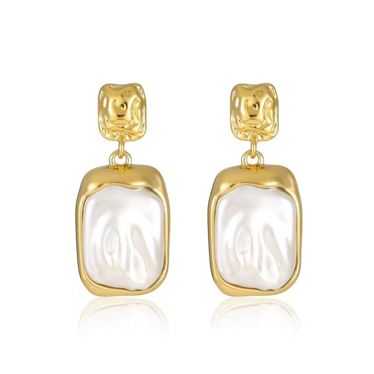 Pearl Geometric Pendant Earrings New RTS