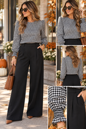 Black Pleated Pull On High Elastic Pants