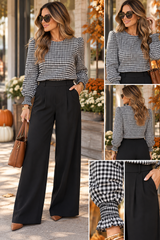 Black Pleated Pull On High Elastic Pants
