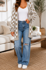 Brown Checkered Cardigan Full Run RTS