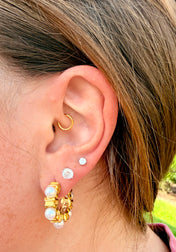 Pearl and Gold Statement Hoops