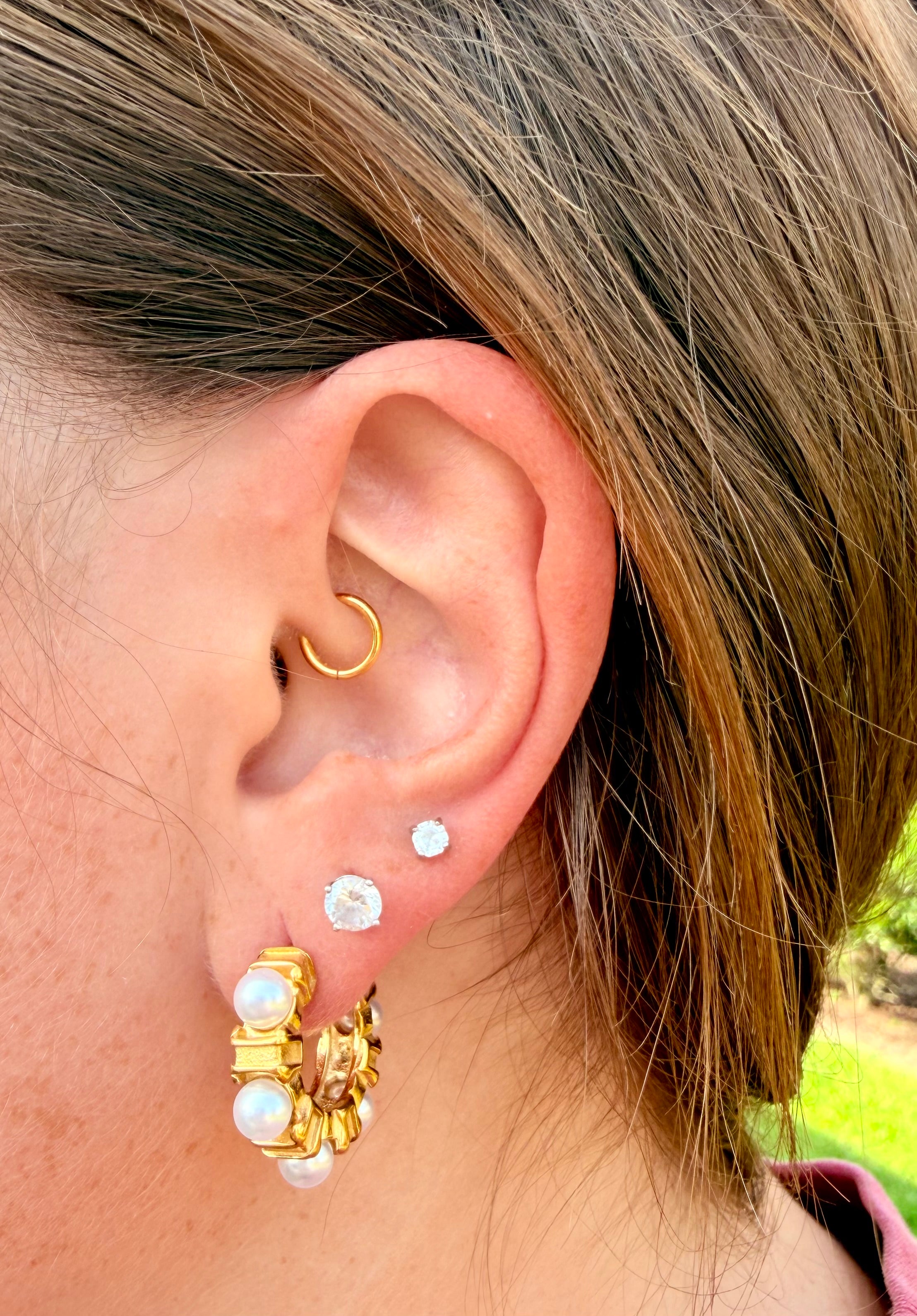 Pearl and Gold Statement Hoops