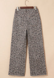 Leopard Frayed High Waist Jeans
